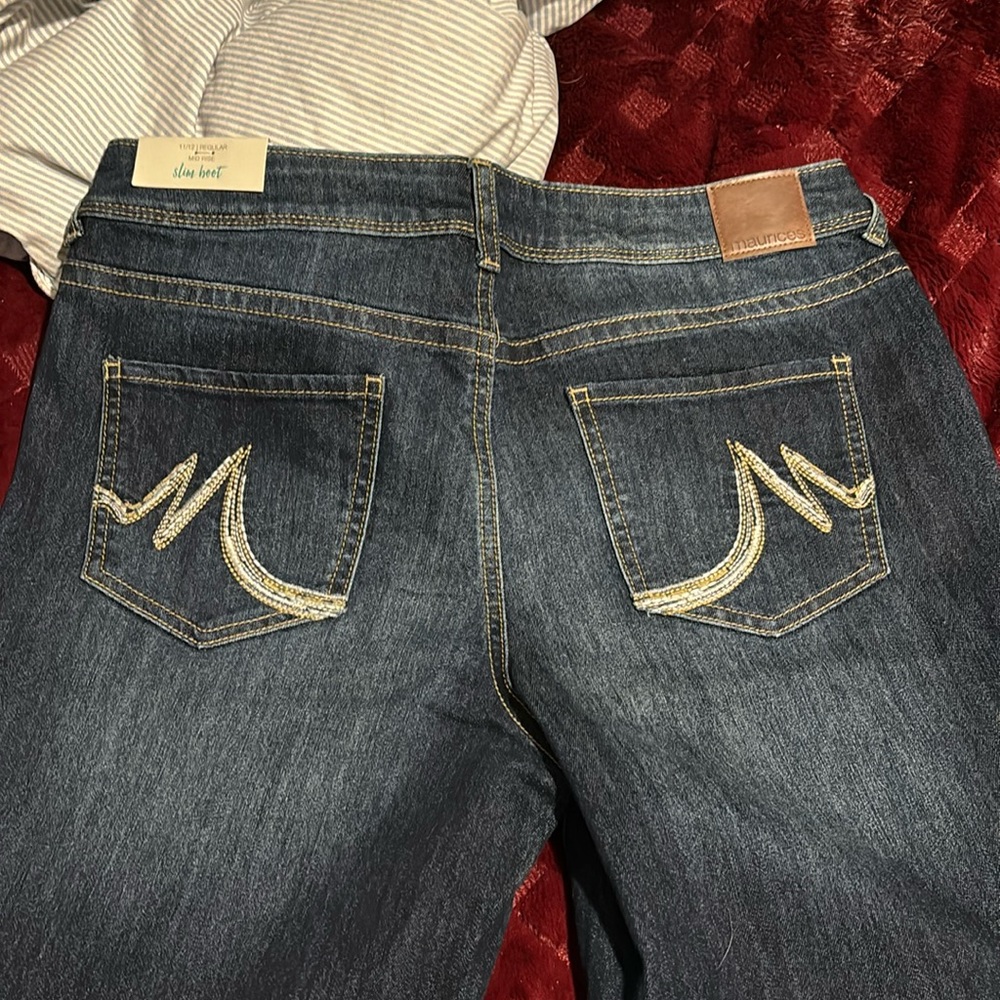 Slim boot cutDark Sandblast Blue inseam approximately 32” waist approximately 36